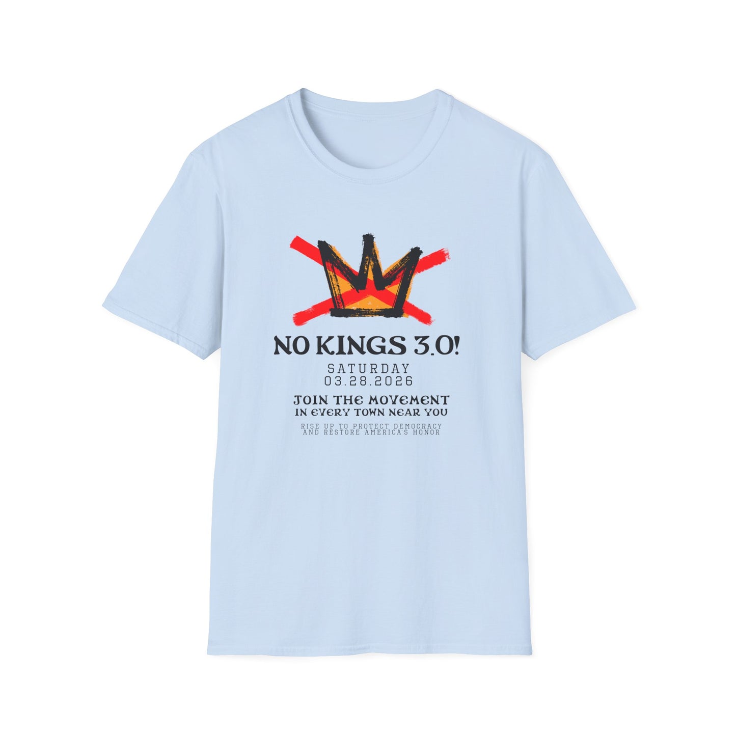 "No Kings 3.0: Declaration on Back"